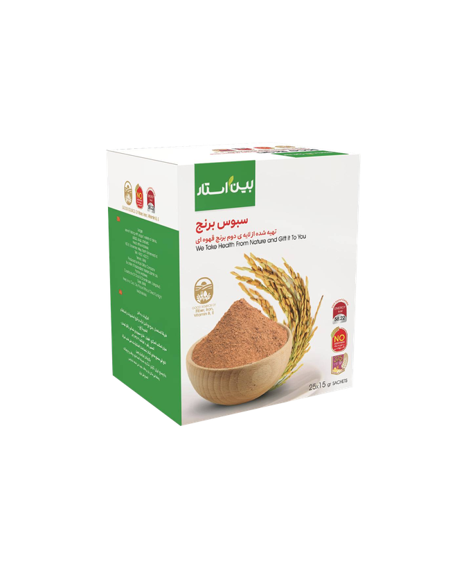 سبوس برنج از لایه ی دوم برنج قهوه ای ۲۵ ساشه ی ۱۵ گرمی بین استار